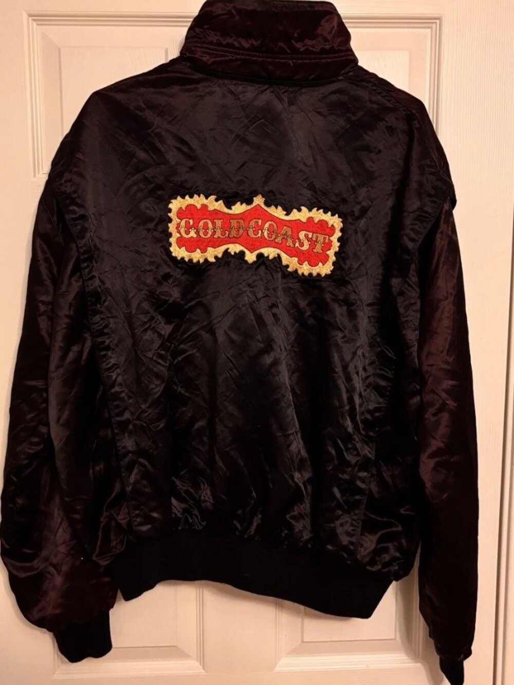 Vtg Gold Coast Master Apparel Jacket Mens Black Satin Casino Vegas Zip XXL XxxL - Picture 2 of 8